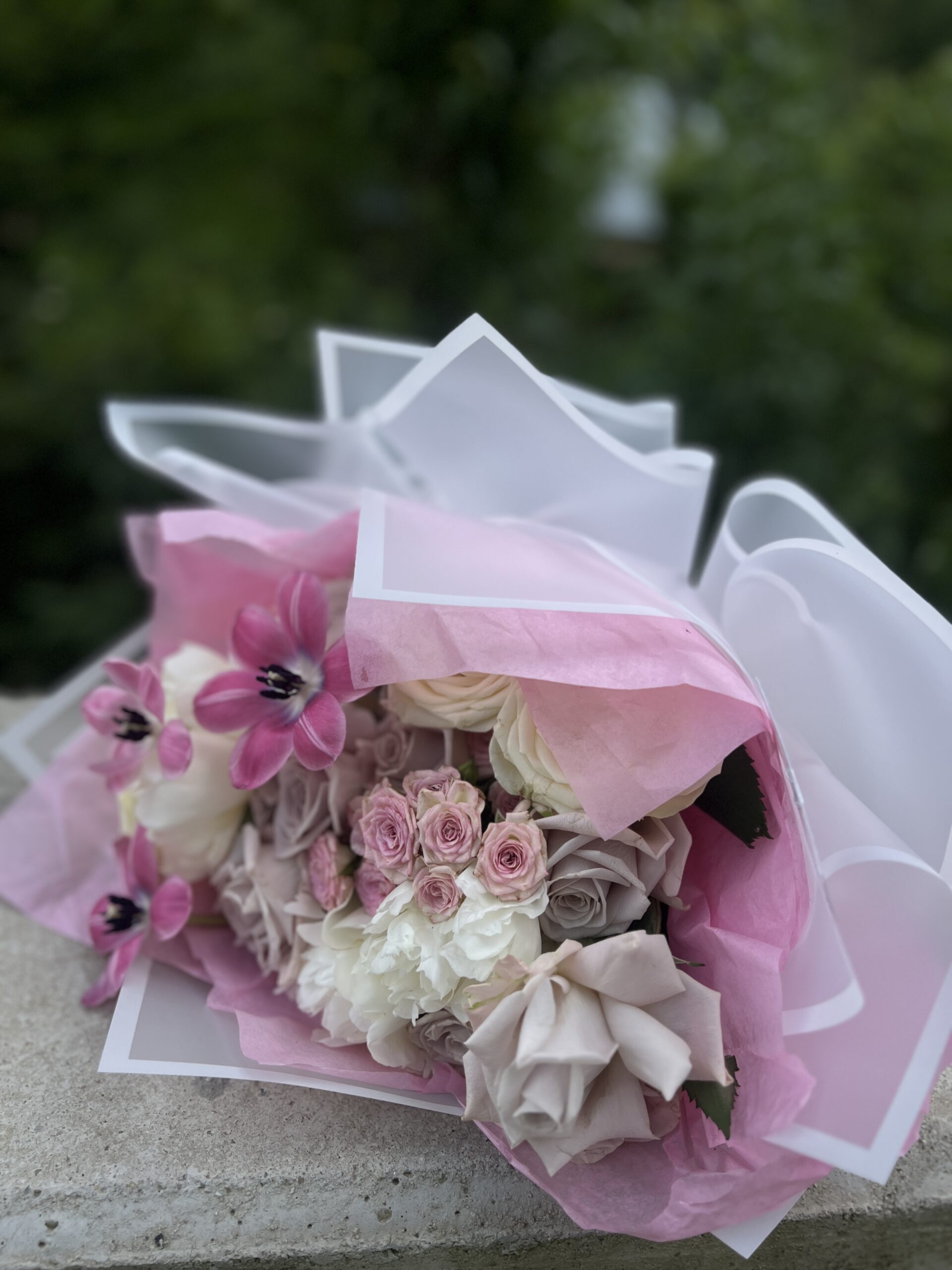 Buchet alb și roz "Amore"